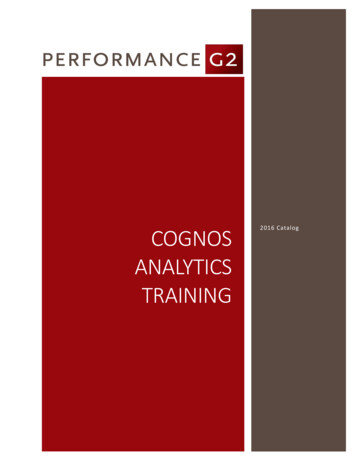 Cognos Analytics Training - PerformanceG2