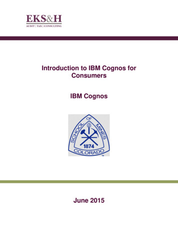 Introduction To IBM Cognos For Consumers IBM Cognos
