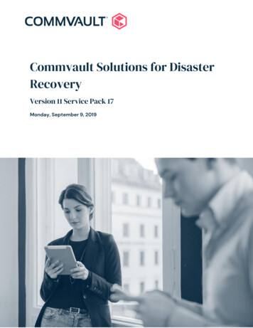 Commvault Solutions For Disaster Recovery