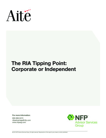 The RIA Tipping Point: Corporate Or Independent