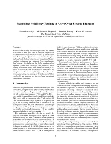 Experiences With Honey-Patching In Active Cyber Security .