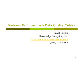 Business Performance & Data Quality Metrics
