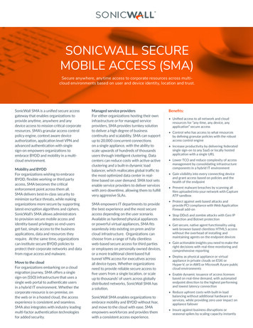 SONICWALL SECURE MOBILE ACCESS (SMA)