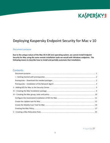 Deploying Kaspersky Endpoint Security For Mac V 10