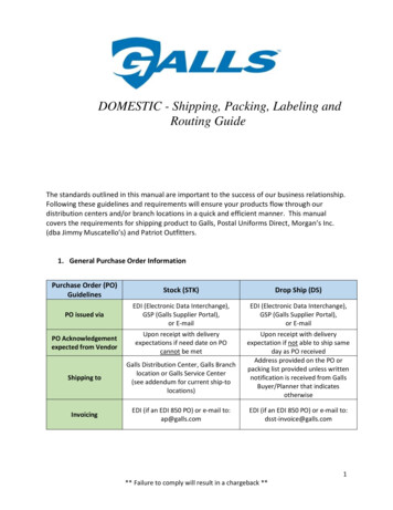 DOMESTIC - Shipping, Packing, Labeling And Routing Guide