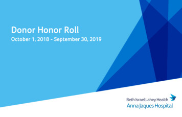 Donor Honor Roll - AJH ANNUAL REPORT