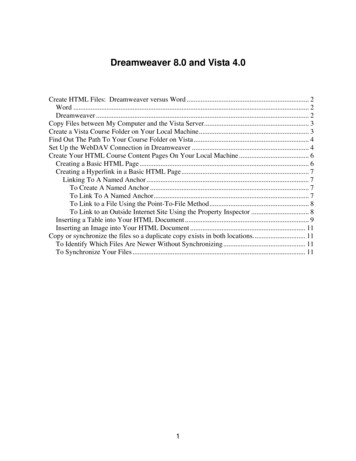 Dreamweaver 8.0 And Vista 4 - Jan.ucc.nau.edu