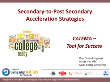 Secondary-to-Post Secondary Acceleration Strategies