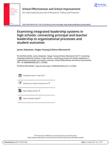 Examining Integrated Leadership Systems In High Schools .