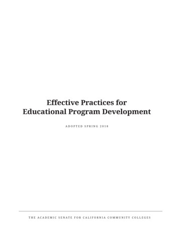 Effective Practices For Educational Program Development