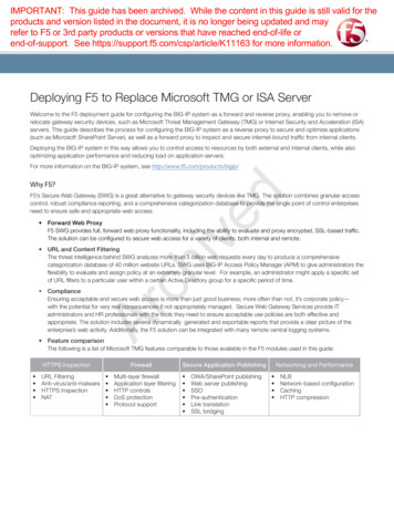 Deploying F5 To Replace Microsoft TMG Or ISA Server