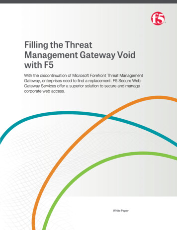 Filling The Threat Management Gateway Void With F5