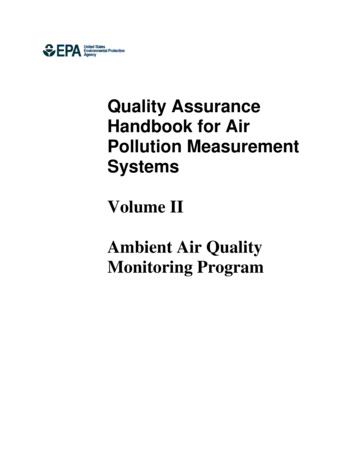 Quality Assurance Handbook For Air Pollution Measurement .