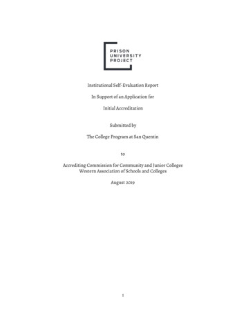 Institutional Self-Evaluation Report In Support Of An .