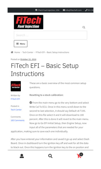 FiTech EFI – Basic Setup Instructions