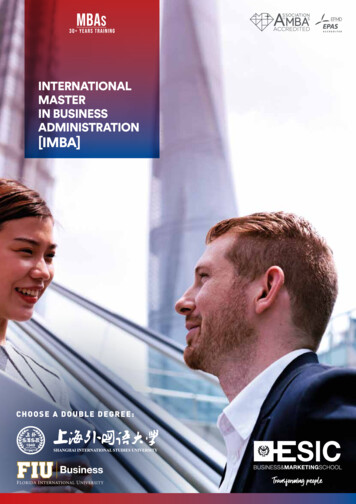 INTERNATIONAL MASTER IN BUSINESS ADMINISTRATION 