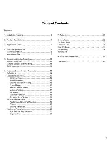 Table Of Contents - Marmoleum Linoleum FREE Samples, 