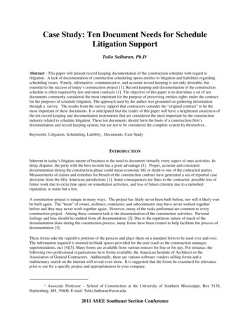 Case Study: Ten Document Needs For Schedule Litigation 