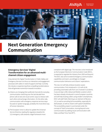 Next Generation Emergency Communication - Avaya