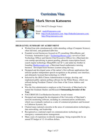 Resume Of Mark Steven Katsouros - Mchsi 