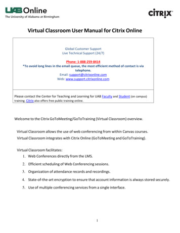 Virtual Classroom User Manual For Citrix Online