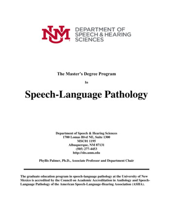 In Speech-Language Pathology - University Of New Mexico