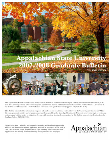 Appalachian State University 2007-2008 Graduate Bulletin