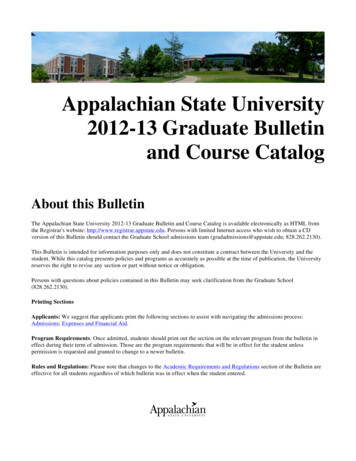 Appalachian State University 2012-13 Graduate Bulletin And .