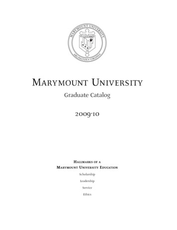 Marymount University 2009-10 Graduate Catalog