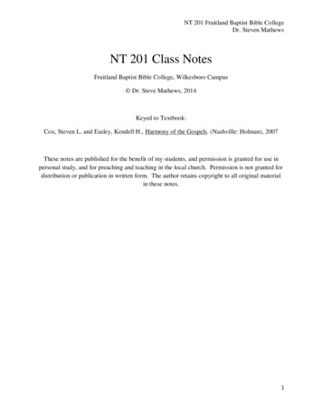 NT 201 Class Notes