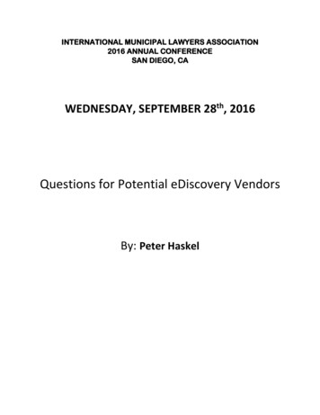 Questions For Potential EDiscovery Vendors