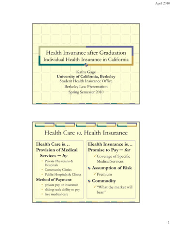Health Care Vs. Health Insurance - Berkeley Law