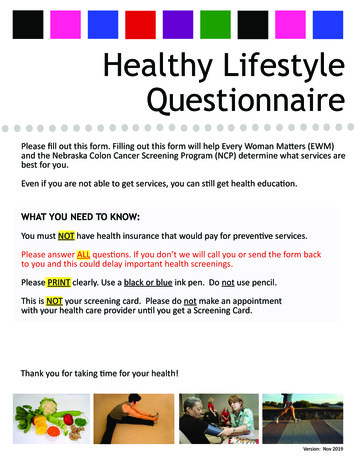 Healthy Lifestyle Questionnaire - Nebraska