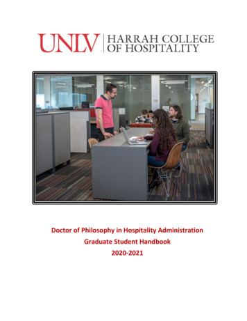 Doctor Of Philosophy In Hospitality Administration .