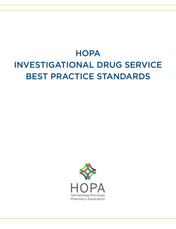 HOPA INVESTIGATIONAL DRUG SERVICE BEST PRACTICE 
