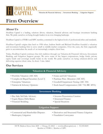 Litigation Support Valuation & Financial Advisory .