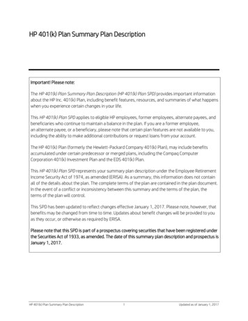 HP 401(k) Plan Summary Plan Description