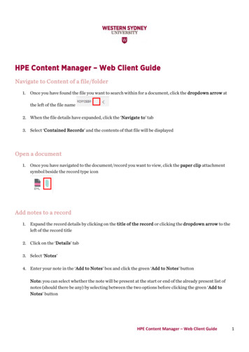 HPE Content Manager Web Client User Guide - TRIM9