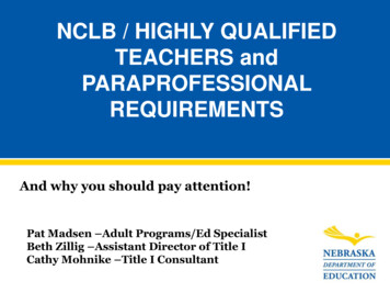 NCLB / HIGHLY QUALIFIED TEACHERS And 