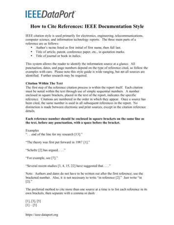 How To Cite References: IEEE Documentation Style