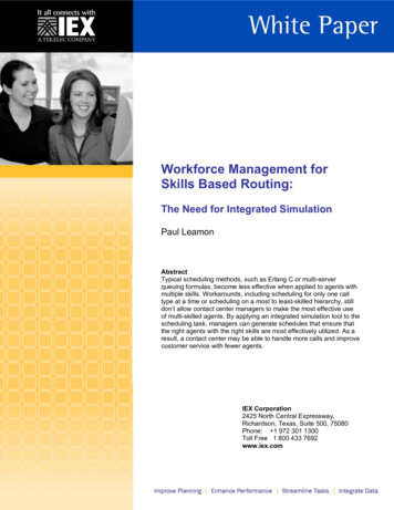 Workforce Management For Skills Based Routing