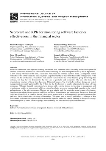 Scorecard And KPIs For Monitoring Software Factories .