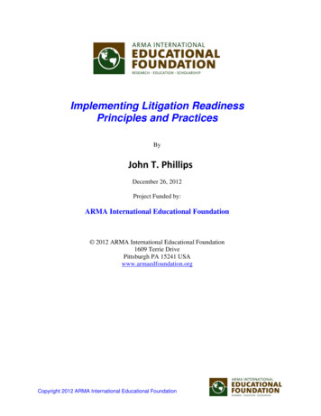 Implementing Litigation Readiness Principles And Practices