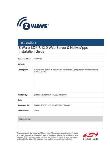 Z-Ware SDK 7.13.0 Web Server & Native Apps Installation .