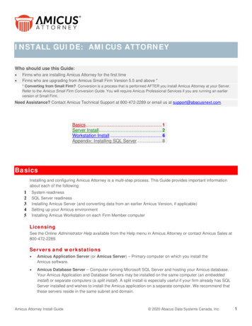 Install Guide For Amicus Attorney