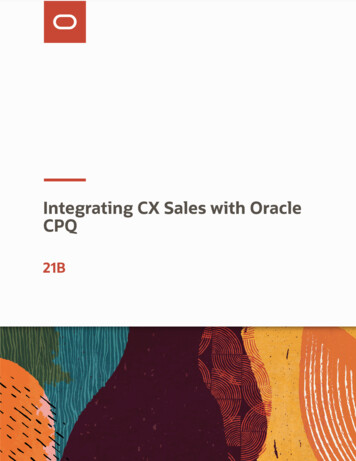 CPQ Integrating CX Sales With Oracle
