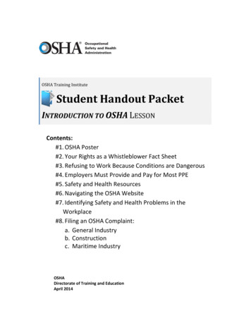 OSHA Training Institute Student Handout Packet