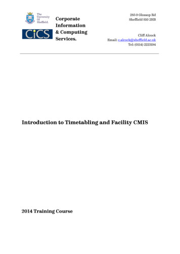 Introduction To Timetabling And Facility CMIS