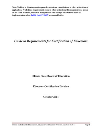 Guide To Requirements For Certification Of Educators