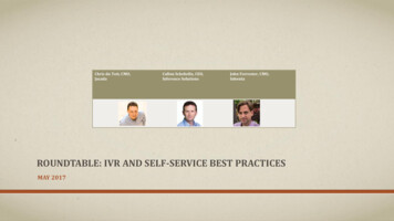 ROUNDTABLE: IVR AND SELF-SERVICE BEST PRACTICES